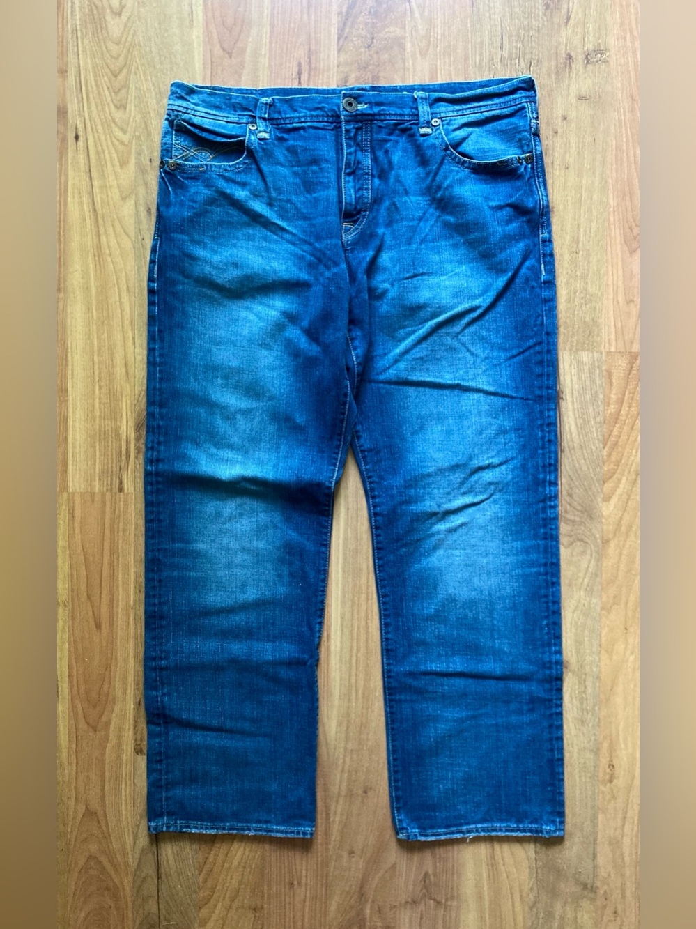 Mavi Matt Relaxed Straight Medium Wash Denim Blue Jeans Mens 40x32